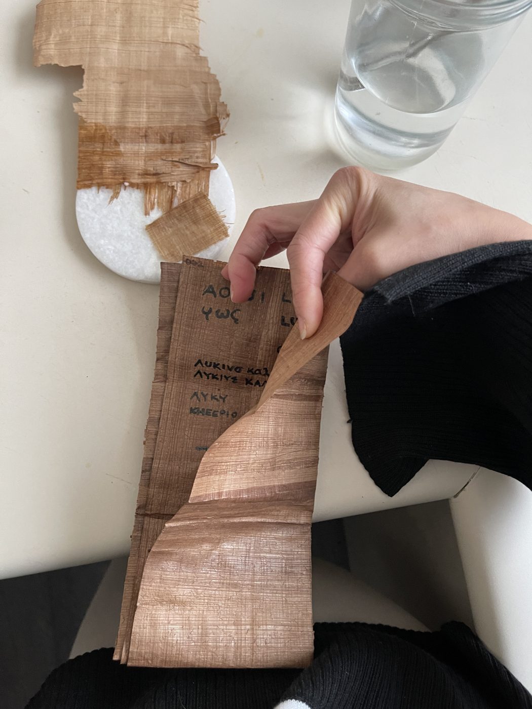 The baked test sheet peeling apart into layers